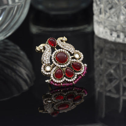 Magenta Color American Diamond Finger Ring - Preyans.com