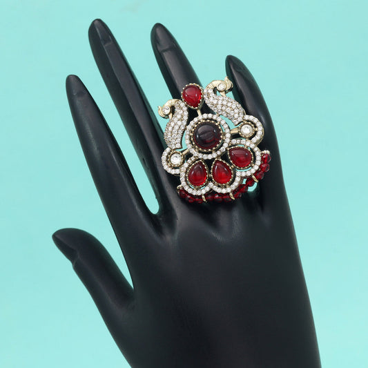 Maroon Color American Diamond Finger Ring - Preyans.com