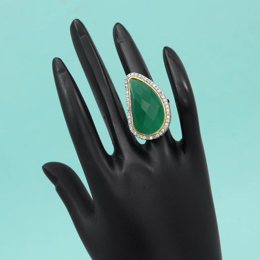 Green Color American Diamond Finger Ring - Preyans.com