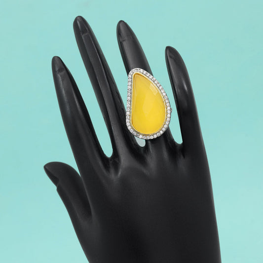 Yellow Color American Diamond Finger Ring - Preyans.com