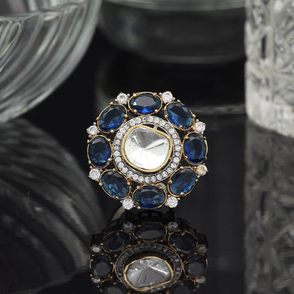 Blue Color American Diamond Finger Ring - Preyans.com