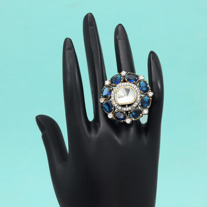 Blue Color American Diamond Finger Ring - Preyans.com