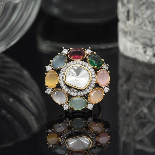 Multi Color American Diamond Finger Ring - Preyans.com