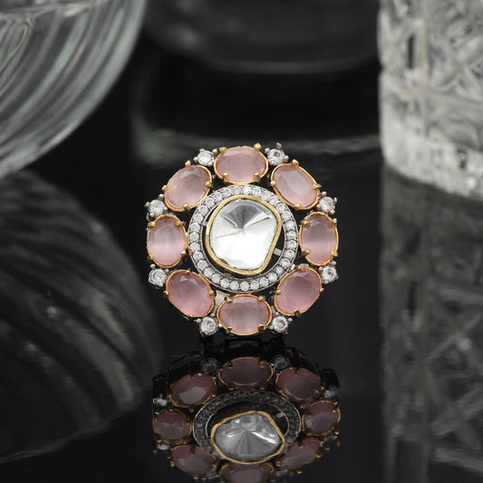 Pink Color American Diamond Finger Ring - Preyans.com
