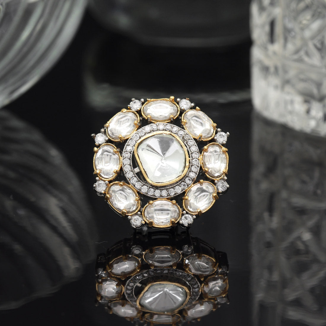 White Color American Diamond Finger Ring - Preyans.com