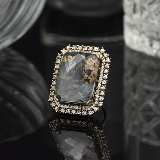 Grey Color American Diamond Finger Ring - Preyans.com