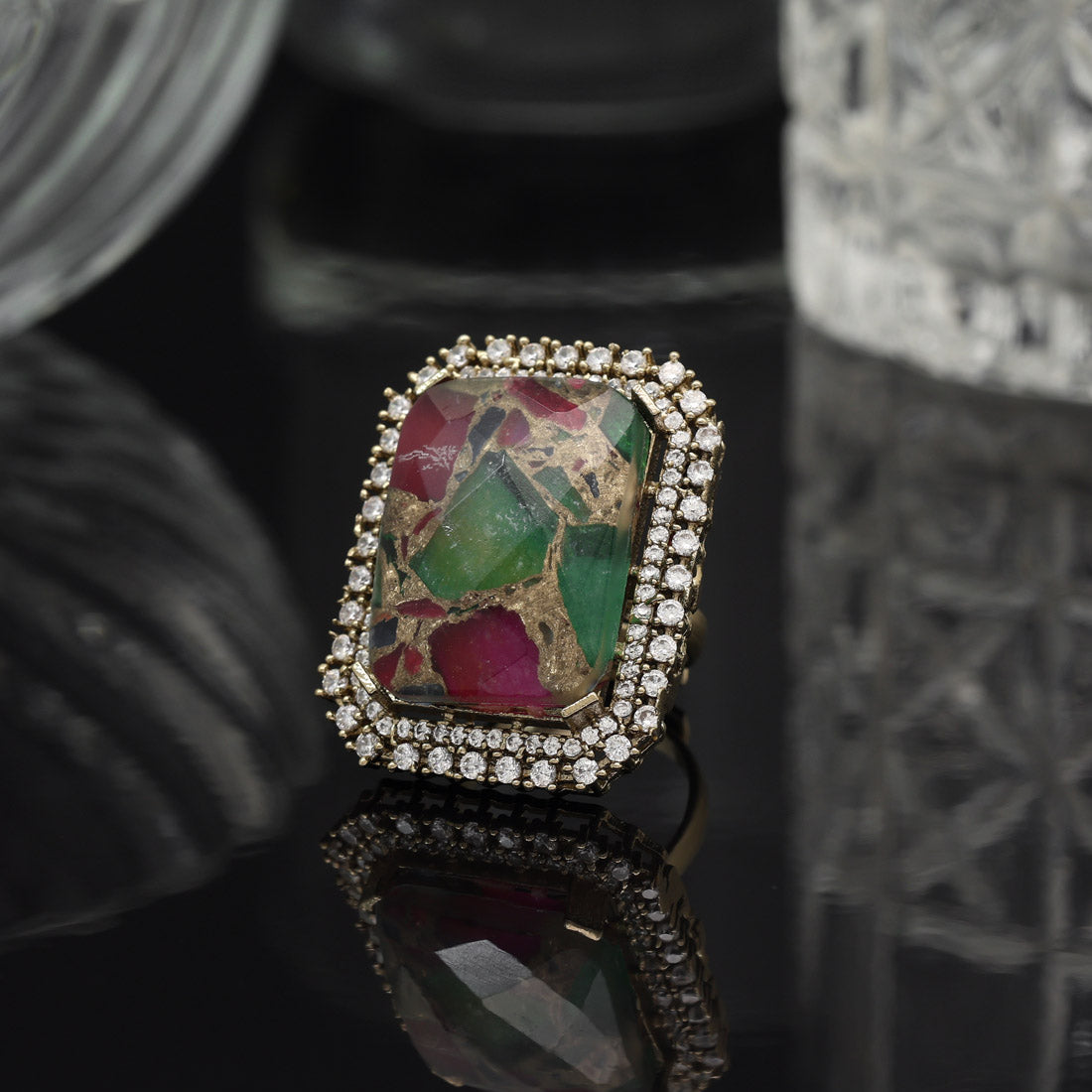Multi Color American Diamond Finger Ring - Preyans.com