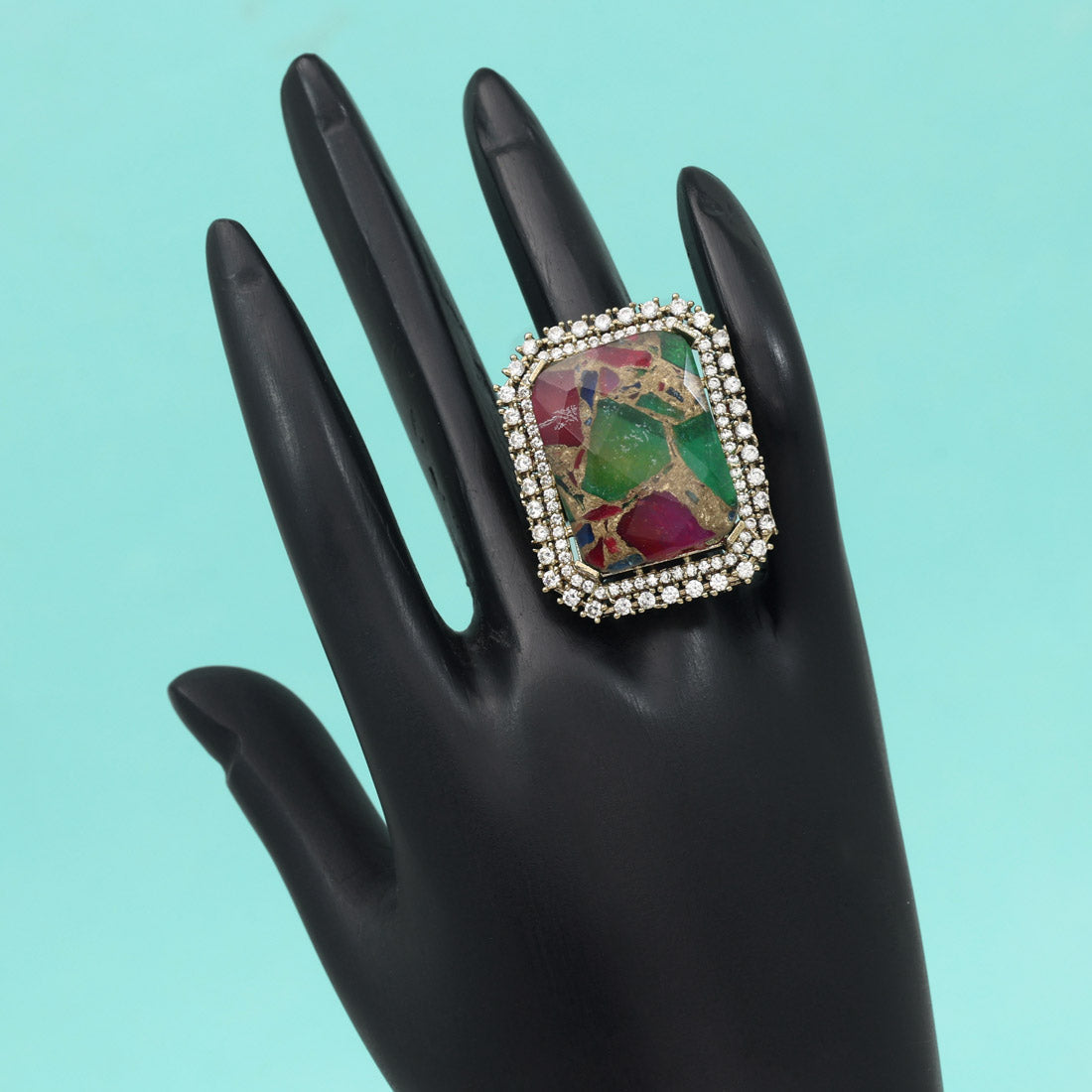 Multi Color American Diamond Finger Ring - Preyans.com