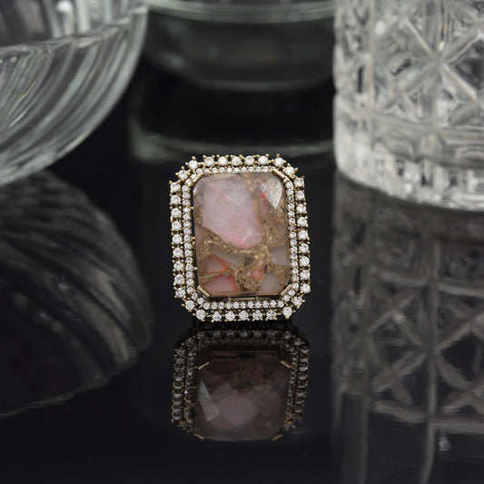 Pink Color American Diamond Finger Ring - Preyans.com