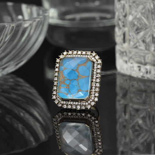 Sky Blue Color American Diamond Finger Ring - Preyans.com