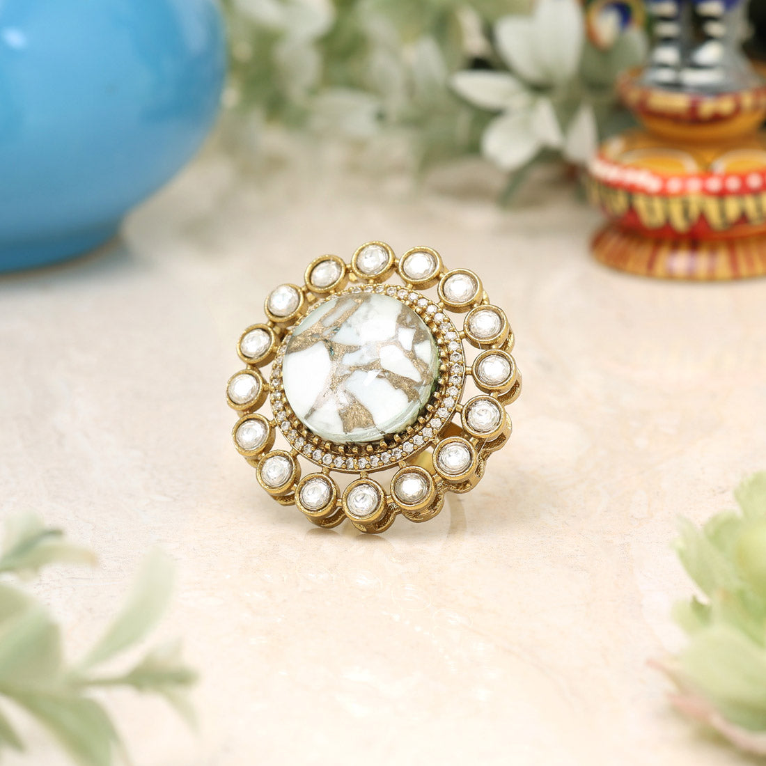 White Color American Diamond Finger Ring - Preyans.com