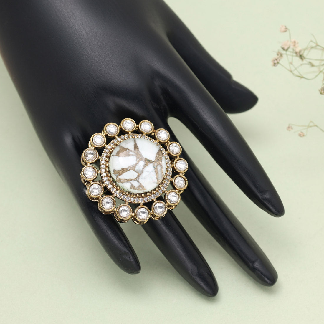 White Color American Diamond Finger Ring - Preyans.com