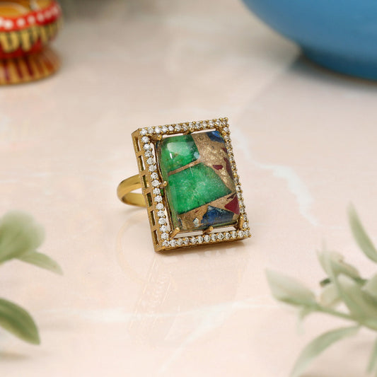 Multi Color American Diamond Finger Ring - Preyans.com