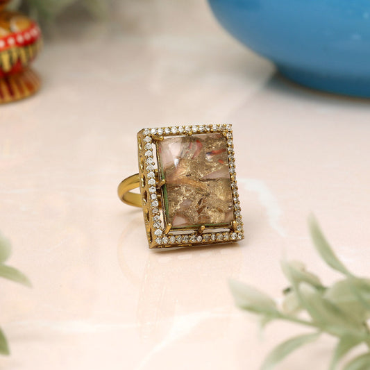 Pink Color American Diamond Finger Ring - Preyans.com