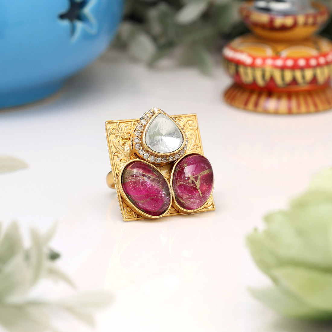 Rani Color American Diamond Finger Ring - Preyans.com