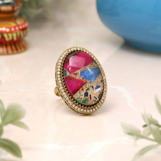 Multi Color American Diamond Finger Ring - Preyans.com