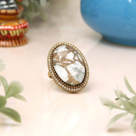 White Color American Diamond Finger Ring - Preyans.com