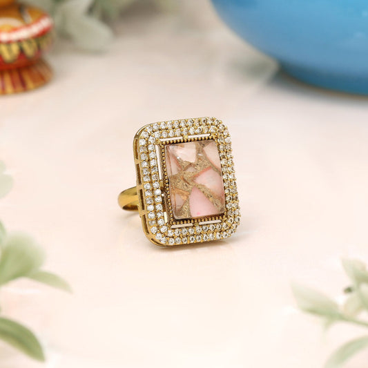 Pink Color American Diamond Finger Ring - Preyans.com