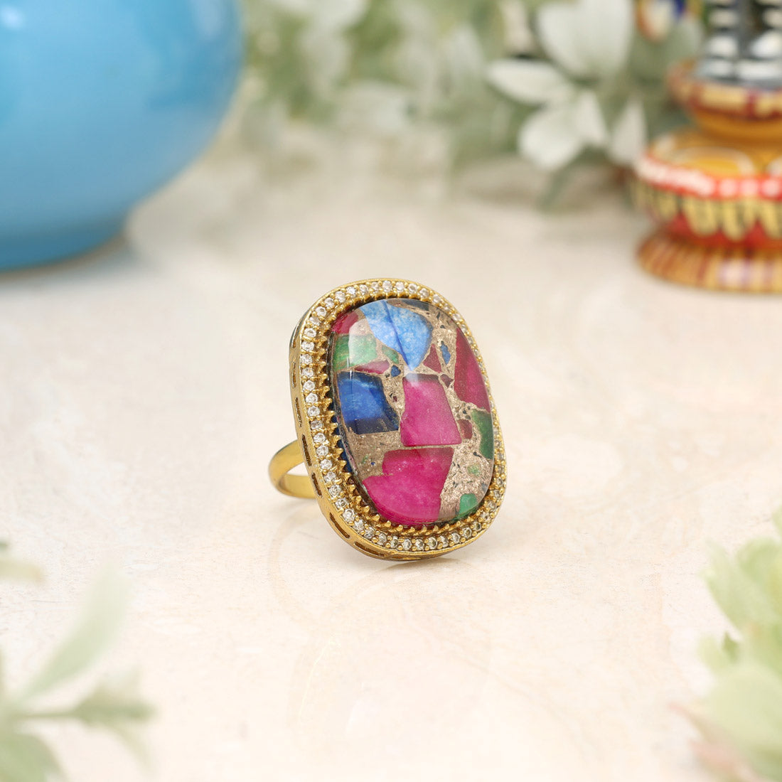 Multi Color American Diamond Finger Ring - Preyans.com