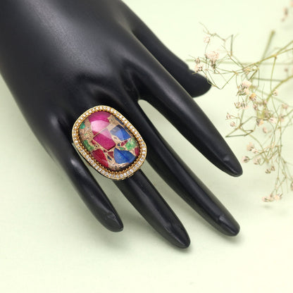 Multi Color American Diamond Finger Ring - Preyans.com