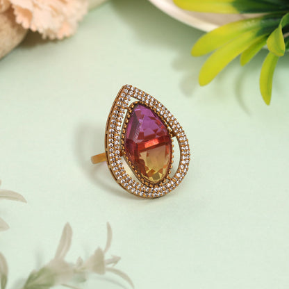 Stunning Purple Color American Diamond Finger Ring For Special Occasions - Preyans.com