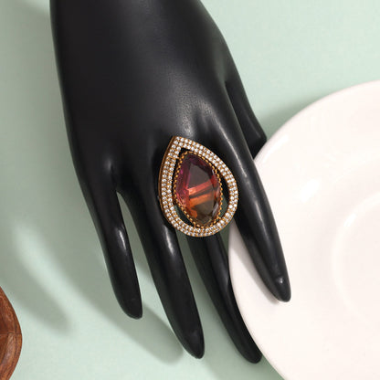 Stunning Purple Color American Diamond Finger Ring For Special Occasions - Preyans.com