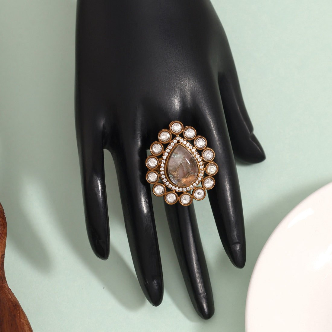 Pretty Pink Color American Diamond Finger Ring For Party-Ready Look - Preyans.com