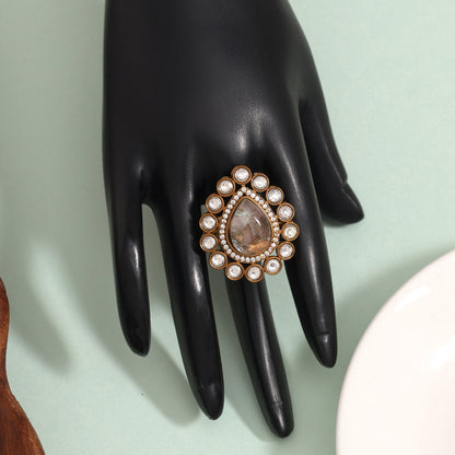 Pretty Pink Color American Diamond Finger Ring For Party-Ready Look - Preyans.com