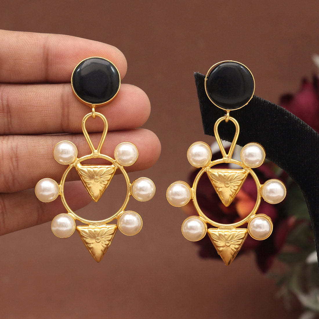 Black Color Amrapali Earrings (AMPE404BLK) - preyans.com