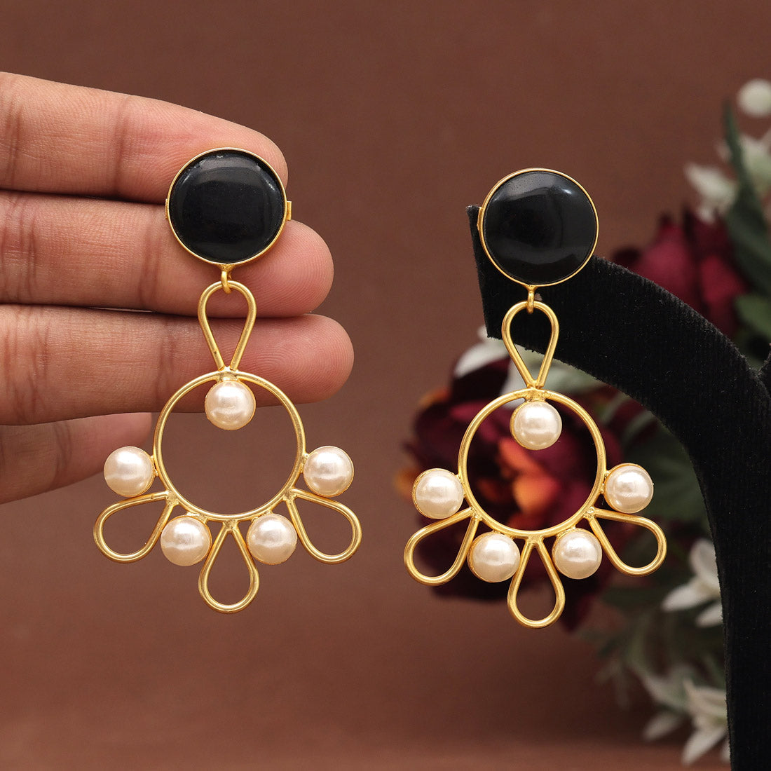 Black Color Amrapali Earrings (AMPE405BLK) - preyans.com