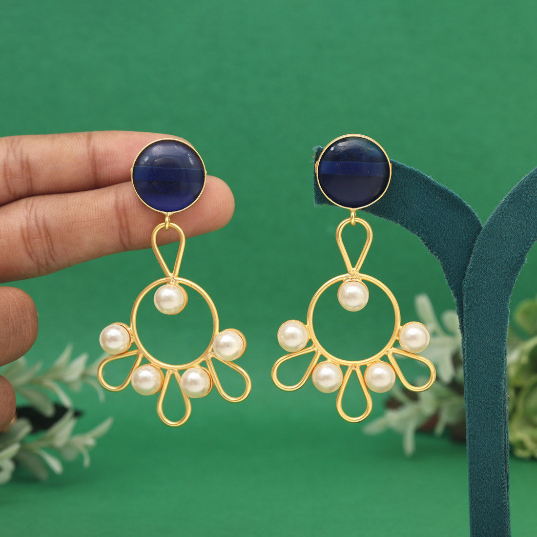 Blue Color Amrapali Earrings (AMPE405BLU) - preyans.com