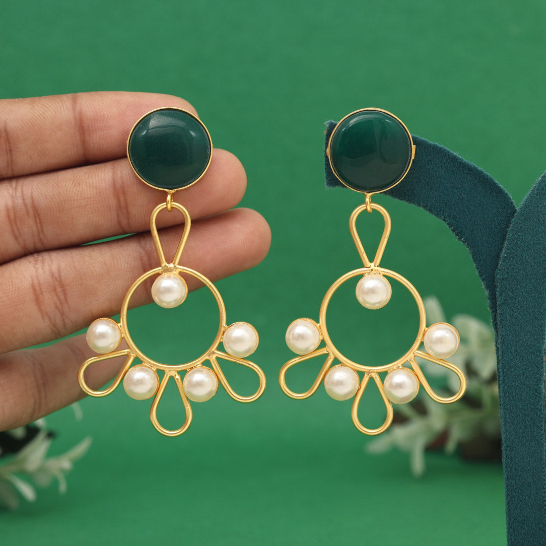 Green Color Amrapali Earrings (AMPE405GRN) - preyans.com