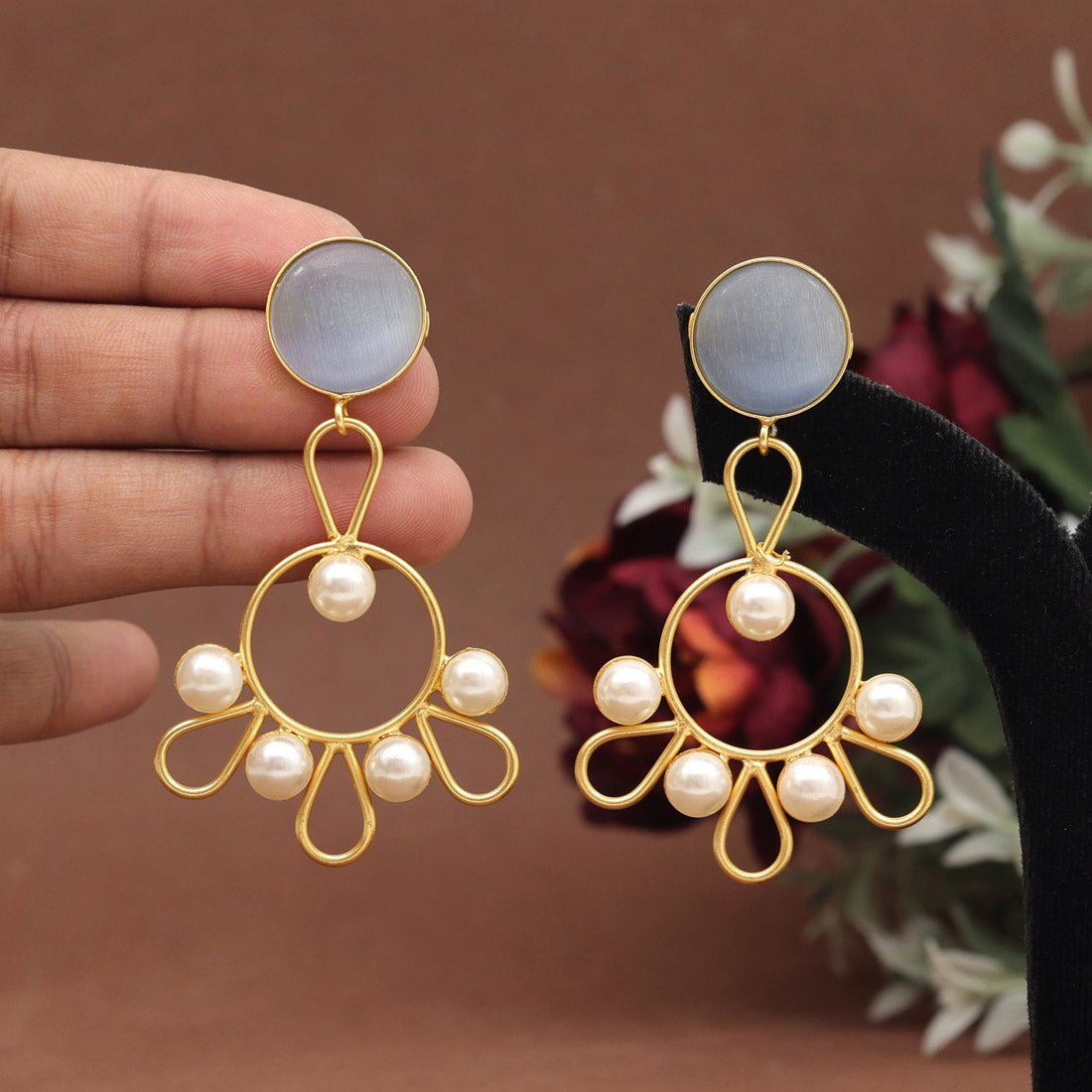 Gray Color Amrapali Earrings (AMPE405GRY) - preyans.com