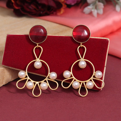 Maroon Color Amrapali Earrings (AMPE405MRN) - preyans.com