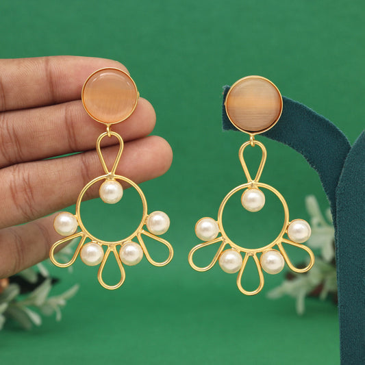 Peach Color Amrapali Earrings (AMPE405PCH) - preyans.com