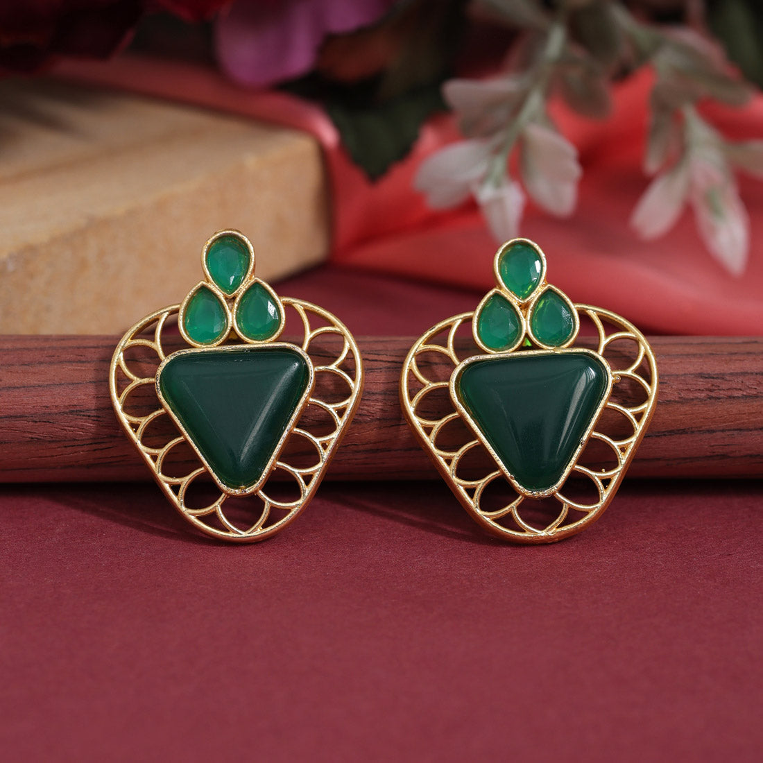 Green Color Amrapali Earrings (AMPE407GRN) - preyans.com