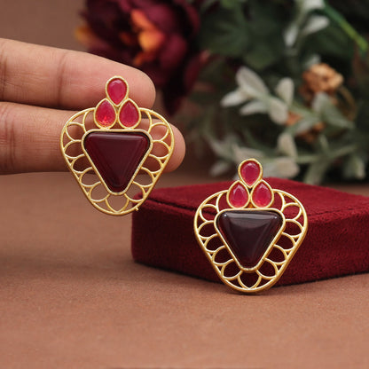 Maroon Color Amrapali Earrings (AMPE407MRN) - preyans.com