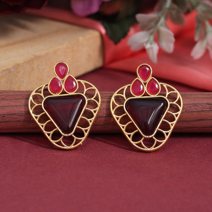 Maroon Color Amrapali Earrings (AMPE407MRN) - preyans.com