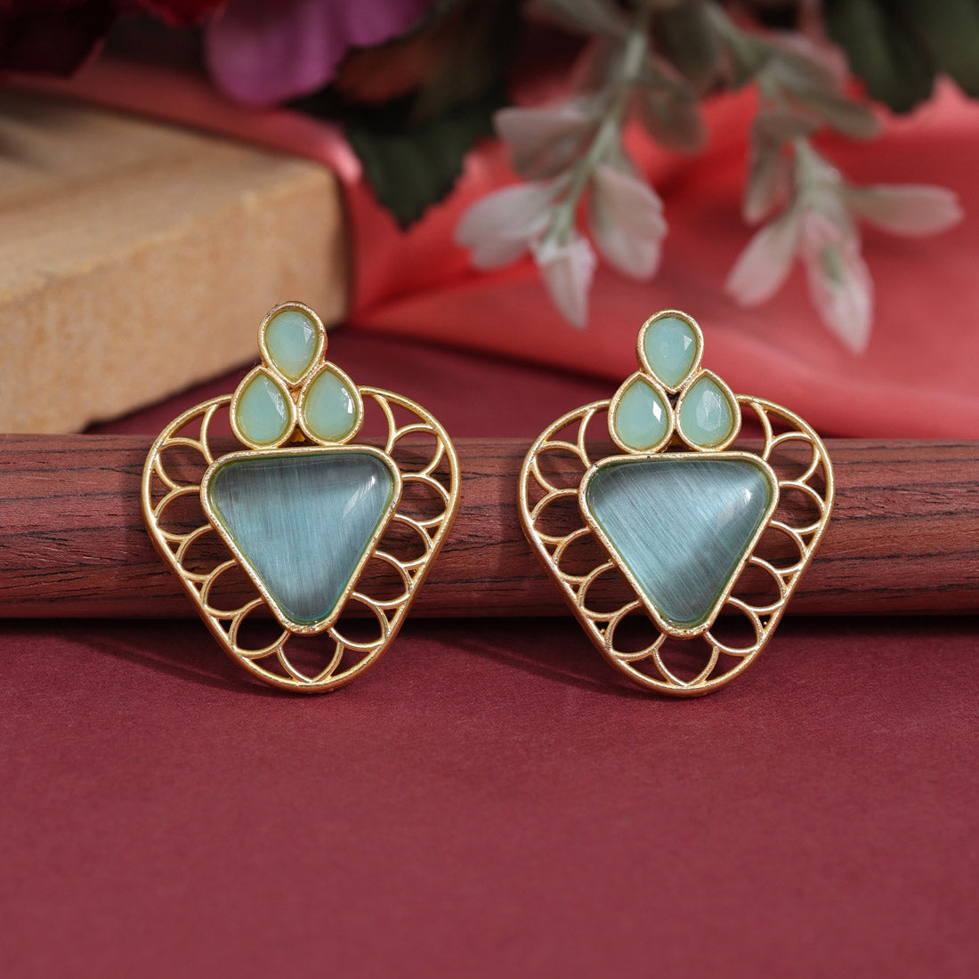 Sky Blue Color Amrapali Earrings (AMPE407SBLU) - preyans.com