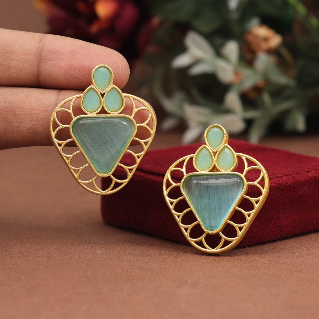 Sky Blue Color Amrapali Earrings (AMPE407SBLU) - preyans.com