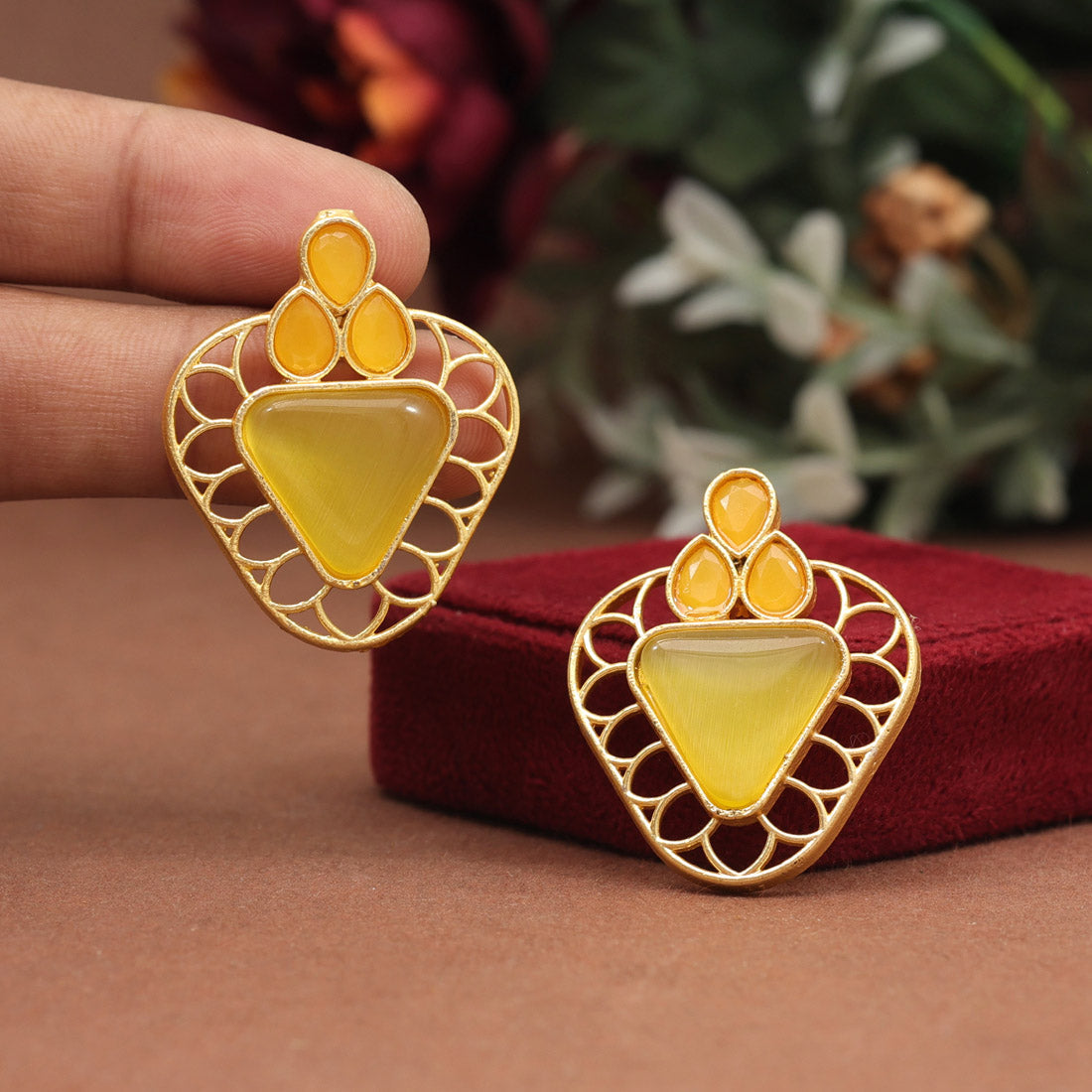 Yellow Color Amrapali Earrings (AMPE407YLW) - preyans.com