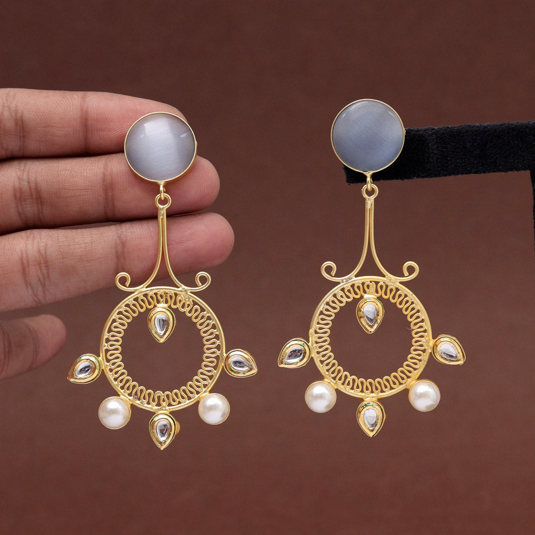 Gray Color Amrapali Earrings (AMPE417GRY) - preyans.com