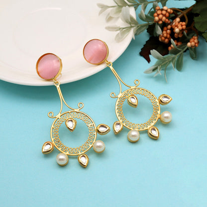 Pink Color Amrapali Earrings (AMPE417PNK) - preyans.com