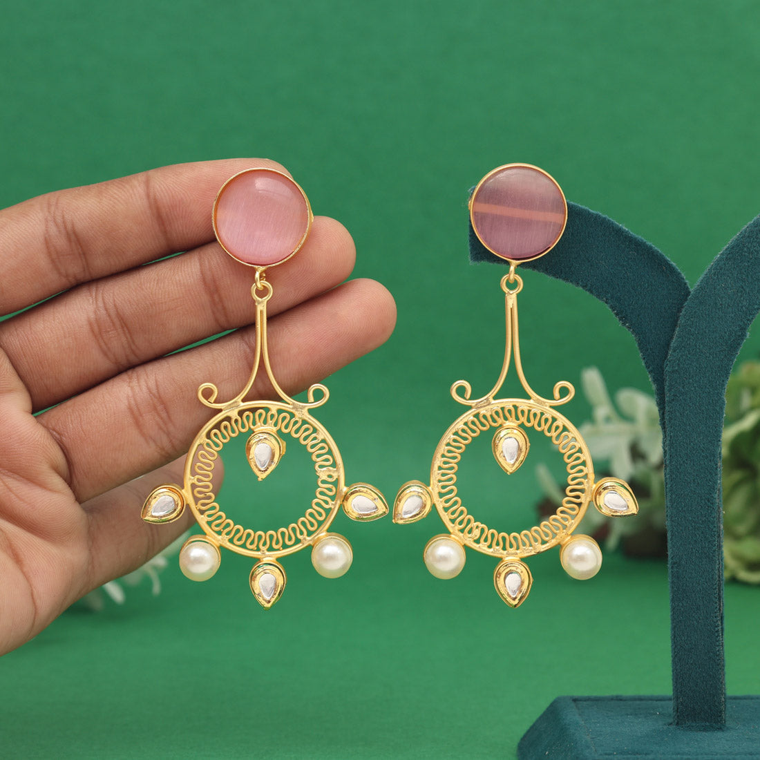 Pink Color Amrapali Earrings (AMPE417PNK) - preyans.com