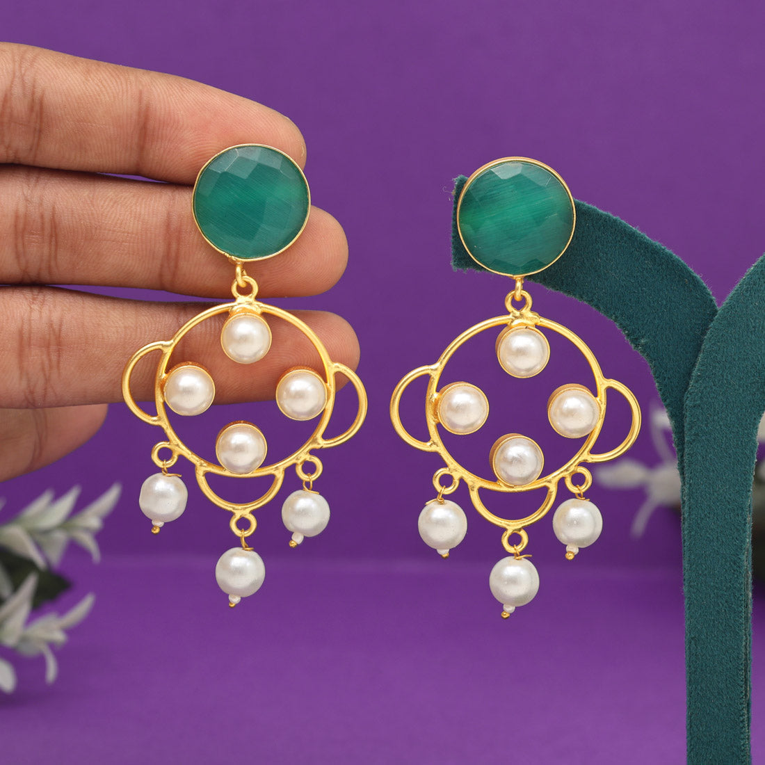 Light Green Color Amrapali Earrings (AMPE428LGRN) - preyans.com