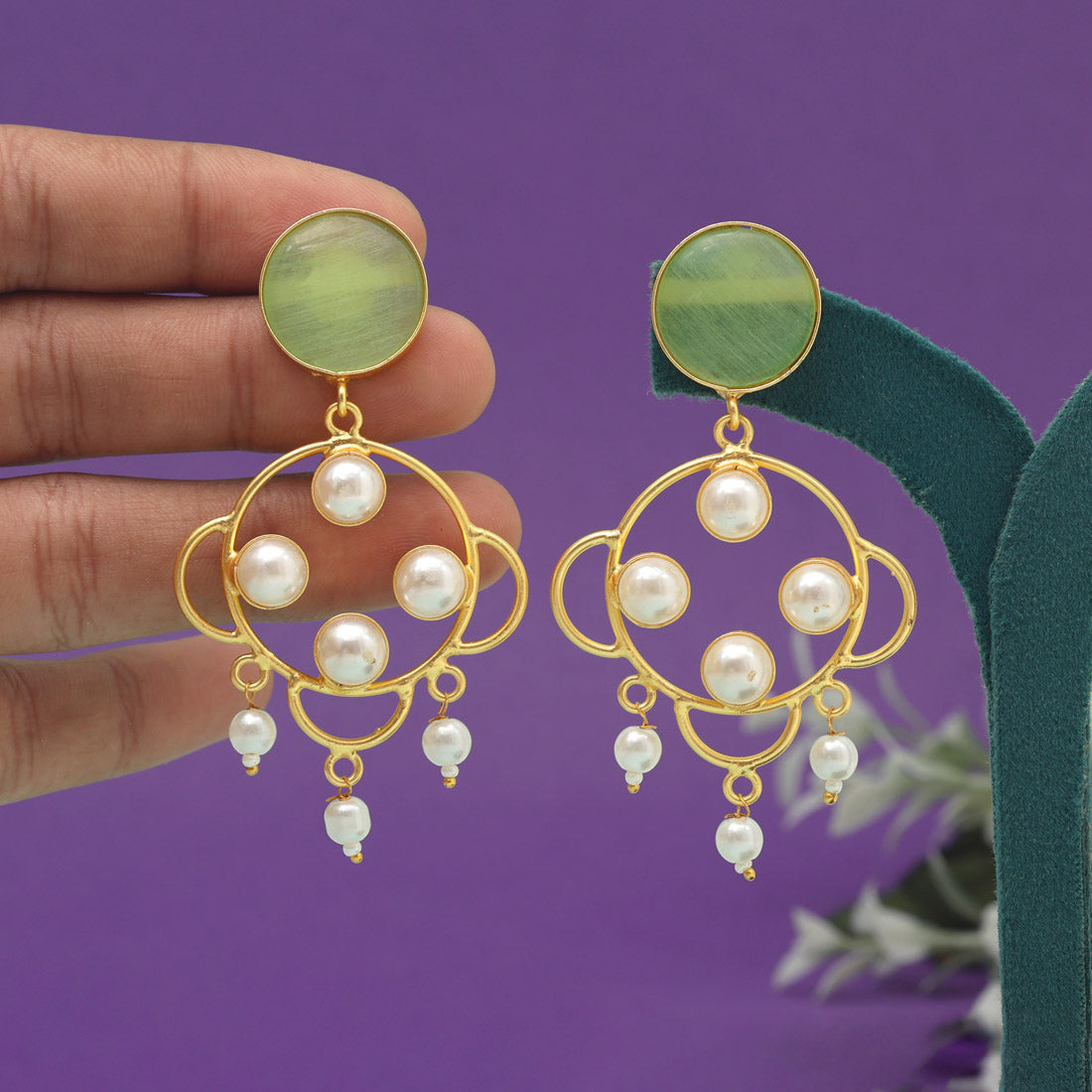 Pista Green Color Amrapali Earrings (AMPE429PGRN) - preyans.com