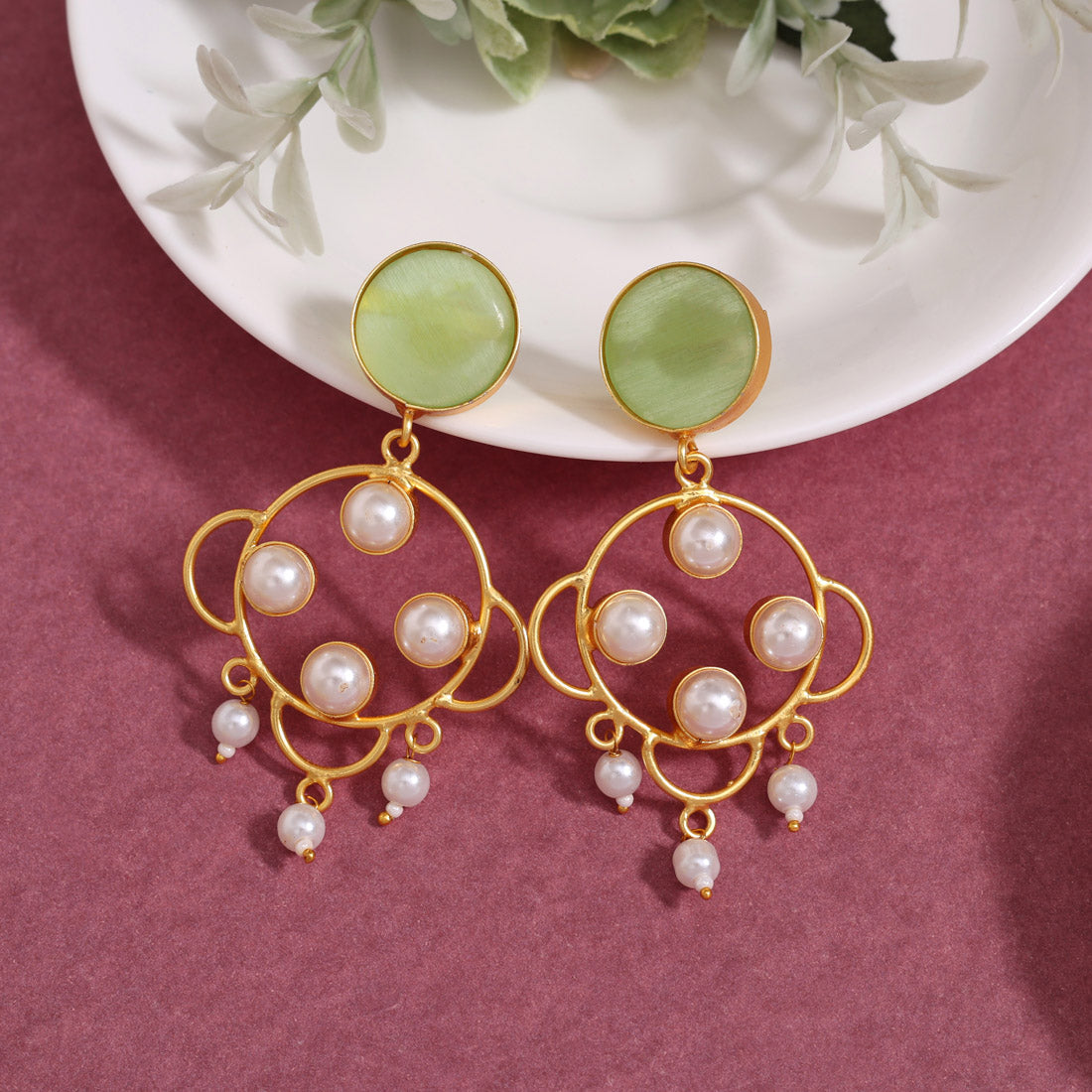 Pista Green Color Amrapali Earrings (AMPE429PGRN) - preyans.com