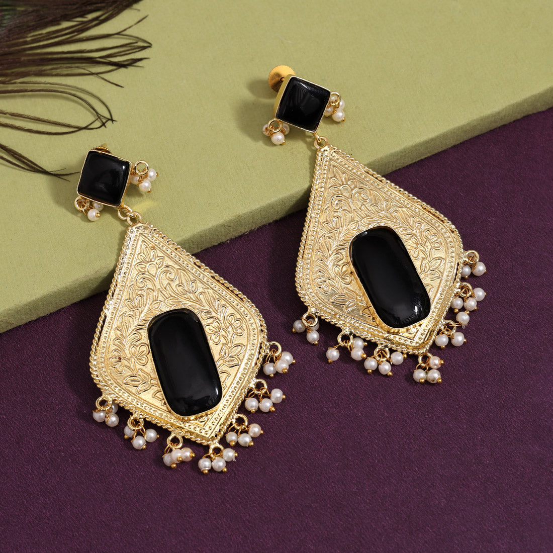 Black Color Amrapali Earrings (AMPE432BLK) - preyans.com