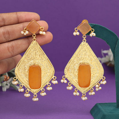 Gold Color Amrapali Earrings (AMPE432GLD) - preyans.com