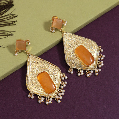 Gold Color Amrapali Earrings (AMPE432GLD) - preyans.com